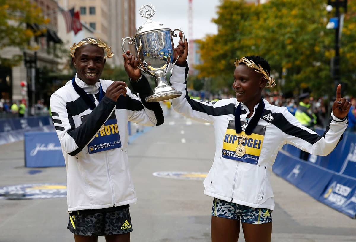 Benson Kipruto and Diana Kipyogei take the honours at the Boston